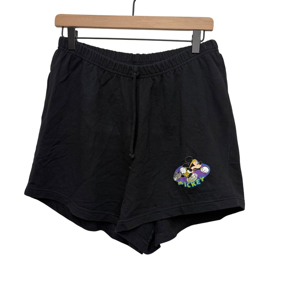 Mickey Unlimited Disney Vintage 90s Black Cotton Sweat Shorts Womens Large